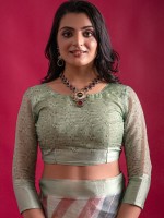 Dusty Green Linen Silk Digital Print Saree